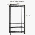 Ulif H2 Heavy Duty Clothes Rack, Freestanding 4 Tiers Garment Rack for Hanging Clothes with Shelves and Hangers, Closet Organ