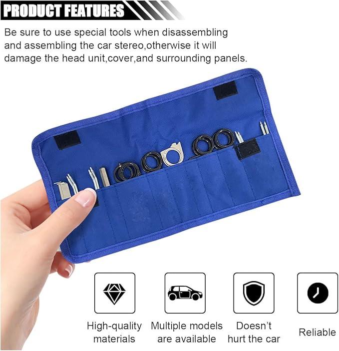 LAINLOY 20PCS Car Radio Removal Tool Kit, Professional Tooling Car Audio Stereo CD Player Removal Key Kit, Universal Radio Re