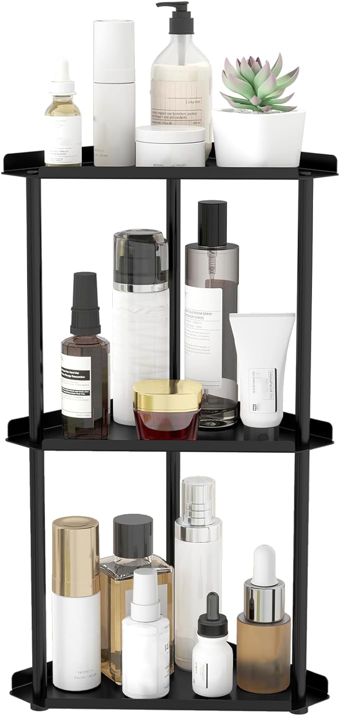 Jesginboo 3 Tier Bathroom Counter Organizer, Vanity Organizer Corner Shelf, Skincare, Makeup Countertop Organizers, Kitchen, 