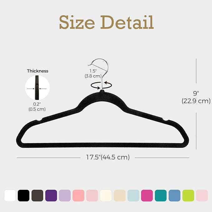 HOUSE DAY Black Velvet Hangers 120 Pack, Premium Clothes Non-Slip Felt Hangers, Sturdy Black Heavy Duty Coat Hanger, Durable 