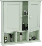 TaoHFE Green Bathroom Cabinet,Bathroom Wall Cabinet with 2 Door Adjustable Shelves,Over The Toilet Storage Cabinet,Green Bath