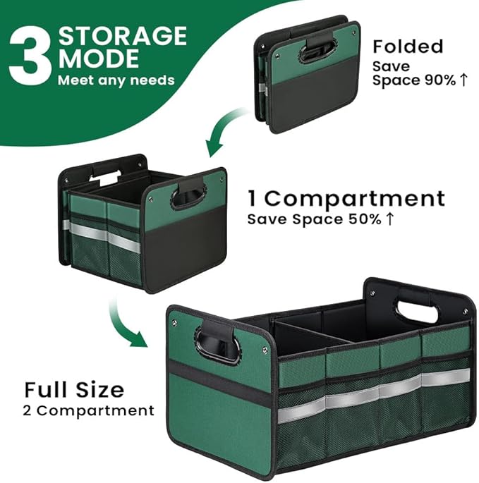Car Trunk Organizer, Car Storage Organizer, Collapsible Multi Compartment for Car, Suv, Sedan, Truck, 100L, Extra Larger