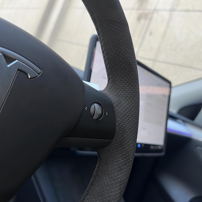 MEWANT Hand Stitched Steering Wheel Cover for Tesla Model 3 2017-2023 / Model Y 2020-2023 for Tesla Model 3/Y Accessories