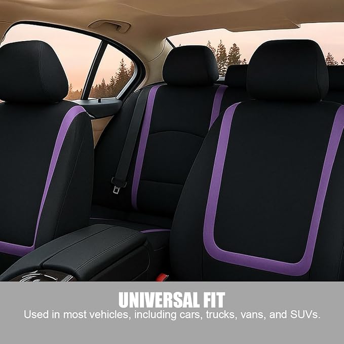 BELOMI Car Seat Covers Full Set, Breathable Premium Cloth Auto Seat Cover, Universal Front and Rear Seat Covers, Automotive I