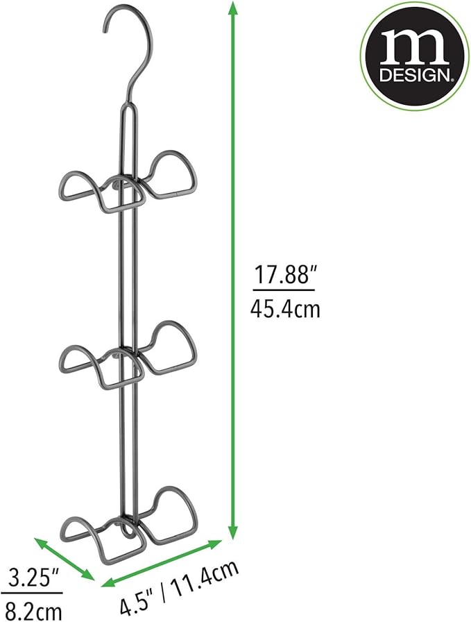 mDesign Metal Wire Over The Closet Rod Hanging Storage Organizer Hanger for Storing and Organizing Purses, Backpacks, Satchel