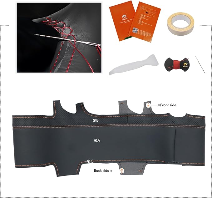 MEWANT DIY Stitching 3D Style Steering Wheel Cover Wrap for Tesla Model 3 Highland 2023-2025/Model Y 2025 Highland for Tesla Model 3/Model Y Accessories(3D Style)