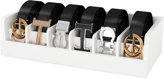 Belt Organizer for Drawer - Bamboo Belt Storage Organizer | Belt Rack for Closet Wall Mount Men Women Tie Sock Bra Scarf Ribb