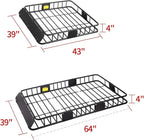 Leader Accessories Roof Rack Cargo Basket with 150LB Capacity Car Top Luggage Carrier 64"x 39"x 4" Fit for SUV Truck Cars