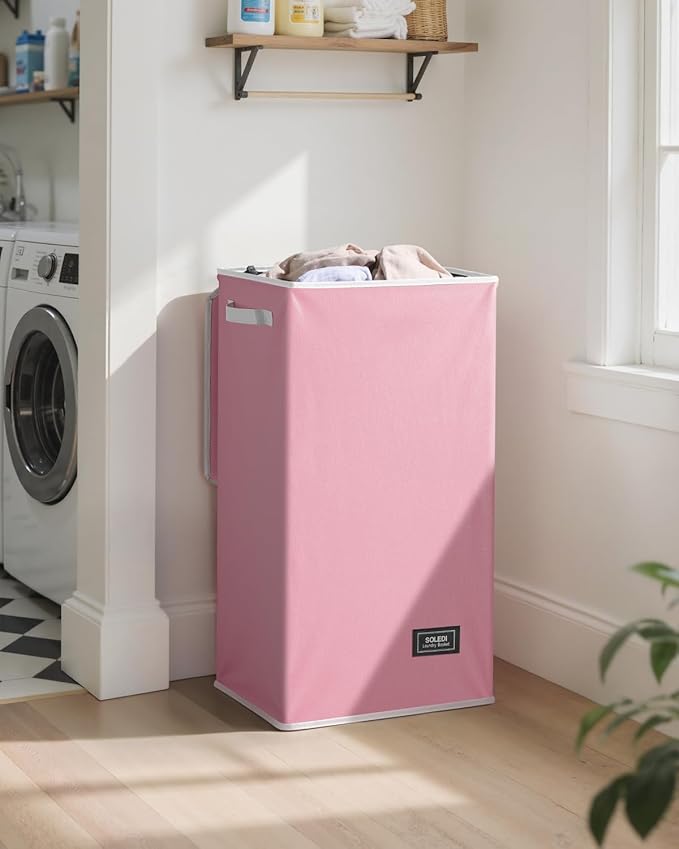 SOLEDI Laundry Hamper with Lid 100L Large & Tall Collapsible Laundry Basket, Clothes Hamper with Bag Removable Easy to Carry,