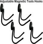 4 Pack Strong Garage Magnetic Hooks, Power Tool Organizer Rack, Heavy Duty Storage Utility Magnet Hooks for Power Drill,Garde