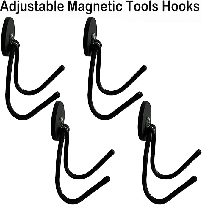 4 Pack Strong Garage Magnetic Hooks, Power Tool Organizer Rack, Heavy Duty Storage Utility Magnet Hooks for Power Drill,Garde
