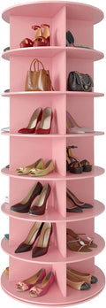 SpaceAid 7 Tier Rotating Shoe Rack Tower, Spinning Shoe Display Lazy Susan, Revolving 360 Shoe Rack Storage Round Carousel, V
