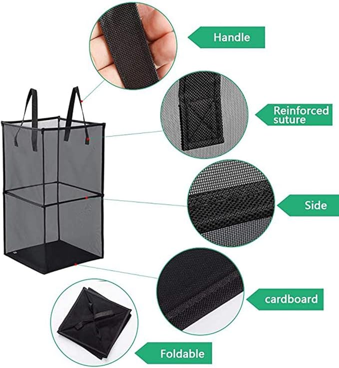 Pop Up Laundry Baskets - Mesh Collapsible Laundry Hampers Storage with Handle - Foldable for Washing Storage, Great for The K