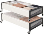 StorageWorks Under Bed Storage with Wheels, 2-Pack Metal Underbed Storage Containers, 80L Closet Organizer Bins for Clothes, 