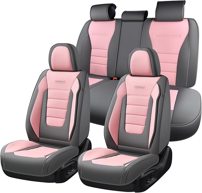 Coverado Car Seat Covers Full Set, Nappa Leather Seat Covers for Cars, Car Seat Protector Car Seat Cushion, Front and Back Se