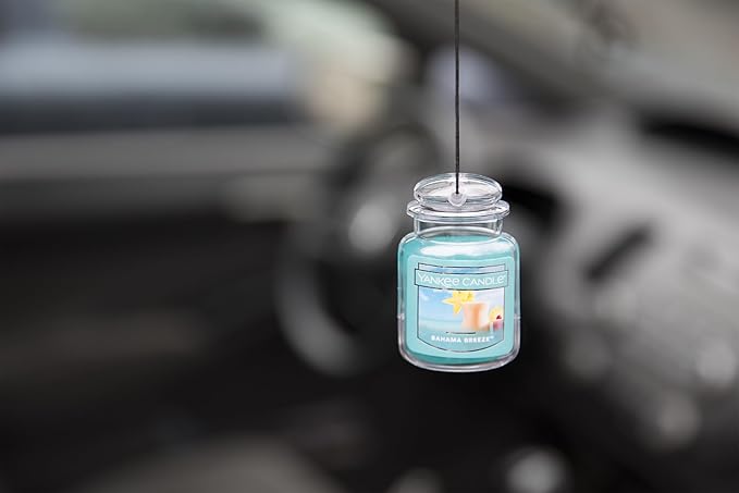 Yankee Candle Car Air Fresheners, Hanging Car Jar Ultimate, Neutralizes Odors Up To 30 Days, Bahama Breeze, 0.96 OZ (Pack of 