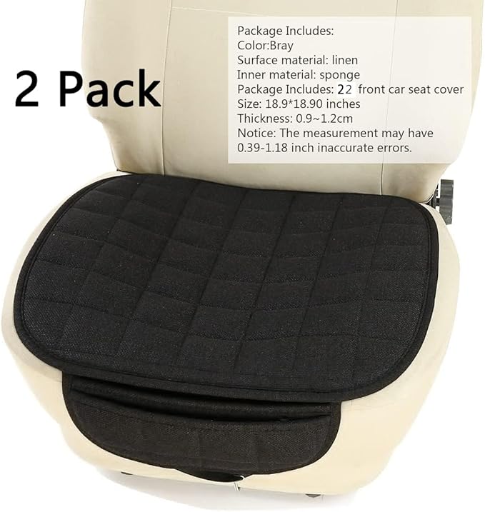 Suninbox Car Seat Cover,2 Pack Linen Bottom Seat Covers for Trucks, Car Seat Pad,Car Seat Cushion Breathable Ventilated Front