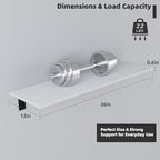Floating Shelf Board for Wall 5/8" – No Brackets – 36" L x 12" W x 0.6" T White Melamine Wood Floating Shelves for Bathroom, 
