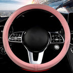 LKWLIKEI Car Steering Wheel Cover, Universal 15 inch, The Latest Microfiber Leather Breathable Technology Fabric, Non-Slip, C
