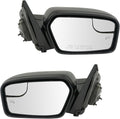 TRQ Power Heated Textured Black Side Mirror Set w/Puddle Light Driver & Passenger Compatible with 2011-2012 Ford Fusion, 2011