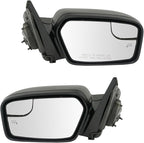 TRQ Power Heated Textured Black Side Mirror Set w/Puddle Light Driver & Passenger Compatible with 2011-2012 Ford Fusion, 2011