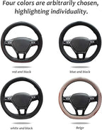 Car Steering Wheel Cover with Durable PU Leather, Universal 16 inch Fit for Car Truck SUV, Breathable Anti Slip Auto Steering Wheel Covers for Men and Women