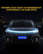YM E-Bright Led Hood Light Strip Exterior Led Strip Lights for Cars Waterproof Flexible DRL Dynamic Scan Start Up Hoodbeam Kit Daytime Running Light for Truck,SUV,12V 70inch,Ice Blue,1 Set