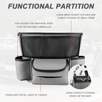 Car Handbag Holder Between Seats, Large Capacity Leather Organizer Auto Purse Holder with Tissue Box, Double-Sided Central Storage Bag Front Seat Barrier for Most Vehicles (Gray)