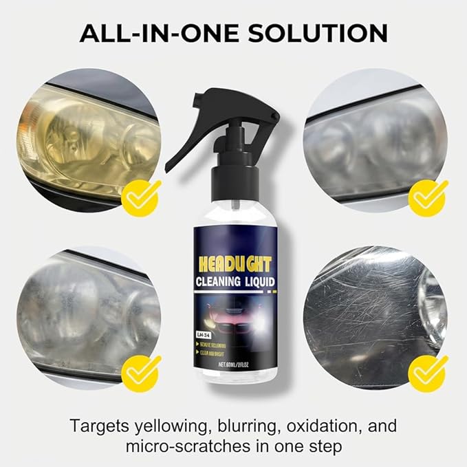 Car Headlight Restoration Spray Kit for Polishing Car Headlight, 2026 New Light Cleaner & Restorer Kit with Cleaning Cloth fo
