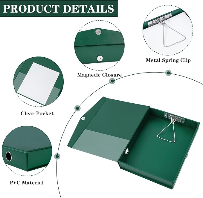 Storage File Boxes 6 Pack, Foldable File Boxes with Lid, 50mm Spine, Archives Cases with Magnetic Closure & Clip, Plastic Doc