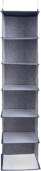Household Essentials Hanging Cotton Blend Closet Organizer with 6 Storage Shelves, Denim