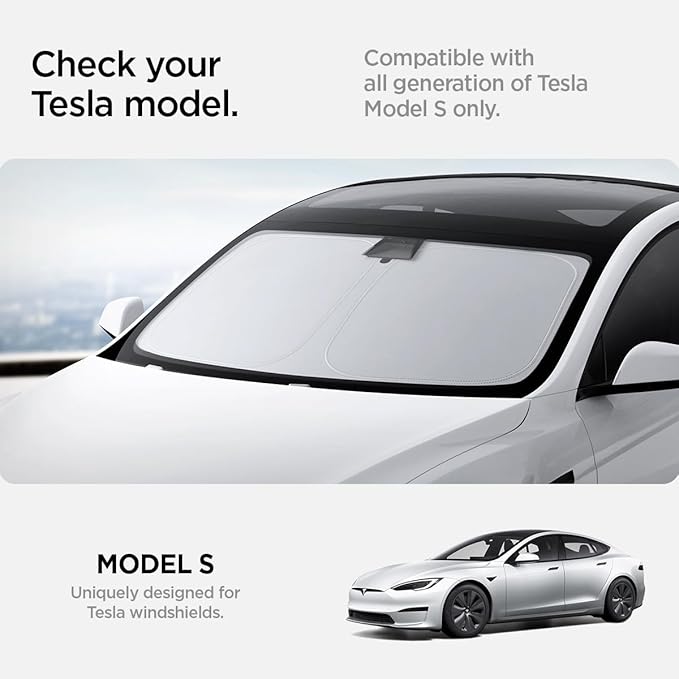 Spigen CryoShade Front Windshield Sunshade for All Tesla Model S 2025/24/23 (2012 to Current)