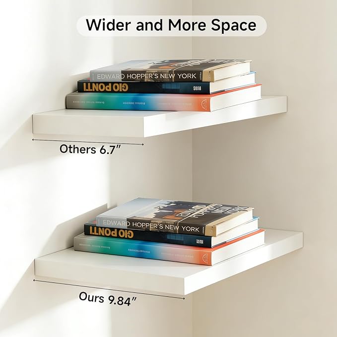 INHABIT UNION 20in Floating Shelves for Wall, Wall Mounted Shelves for Decor Storage Set of 2, Floating Shelf for Bedroom, Ba