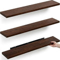 IEO Long Wooden Floating Shelves for Room Wall, Natural Wood Floating Shelves Wall Mounted Kitchen Shelf for Living Room, Bed