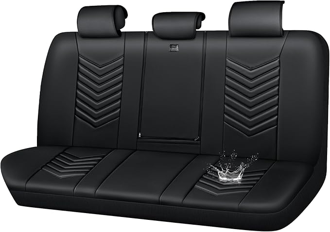 CAR PASS 3D Foam Luxury Leather Back Bench Car Seat Covers,Waterpoof Faux Leather Rear Seat Cover Universal Fit for Cars Seda