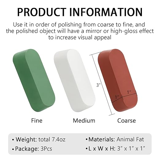 SCOTTCHEN Buffing Polishing Cutting Compounds 7.4 Oz. Kit - Green Fine/White Medium/Brown Coarse - 3 PCS