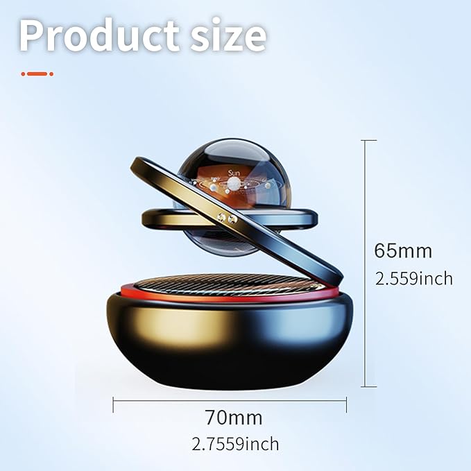 Kwak's Car Air Freshener Solar Energy Rotating Refillable Air Purifier for Car Interior Dashboard Autorotation Decoration Acc
