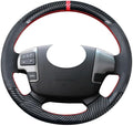 DIY Carbon Fiber Steering Wheel Covers for Toyota Tundra 2007 2008 2009 2010 2011 2012 2013 / Land Cruiser 2008-2015 / Sequoia 2008-2013 15 inches Leather Interior Accessories
