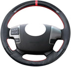 DIY Carbon Fiber Steering Wheel Covers for Toyota Tundra 2007 2008 2009 2010 2011 2012 2013 / Land Cruiser 2008-2015 / Sequoia 2008-2013 15 inches Leather Interior Accessories