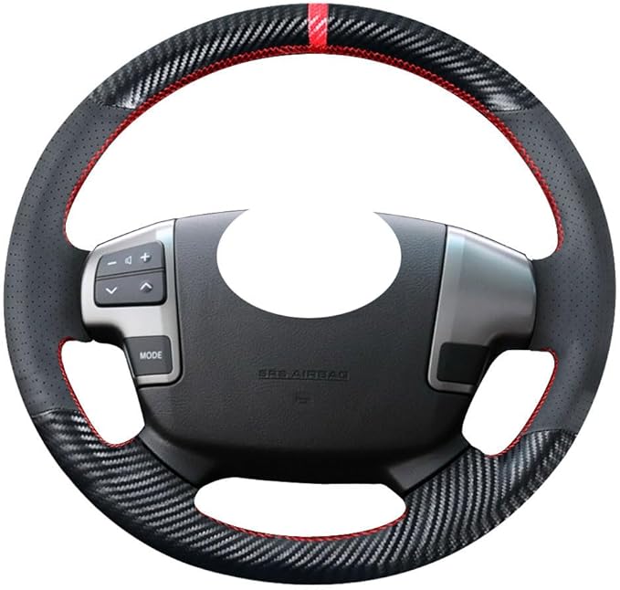 DIY Carbon Fiber Steering Wheel Covers for Toyota Tundra 2007 2008 2009 2010 2011 2012 2013 / Land Cruiser 2008-2015 / Sequoia 2008-2013 15 inches Leather Interior Accessories