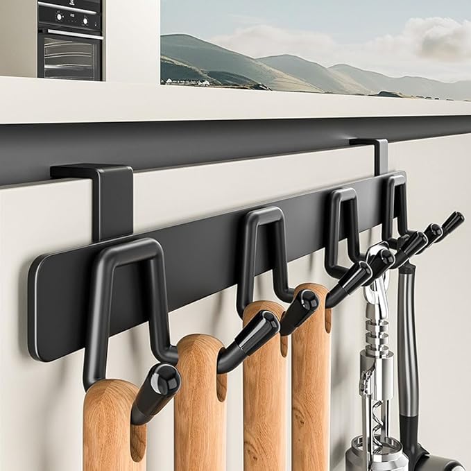 2 Pack Over The Cabinet Door Hook - for Doors up to 3/4''(2cm) Thickness, Back of Cabinet Door Rack Hanger Organizer for Coat