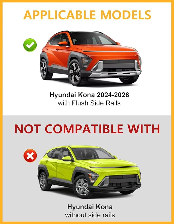 Tuyoung 220lbs Roof Rack Cross Bars Compatible with 2024 2025 2026 Hyundai Kona & Kona Electric, Lockable Heavy Duty Aluminum Roof Rails Crossbars Black Rooftop Cargo Carrier Luggage