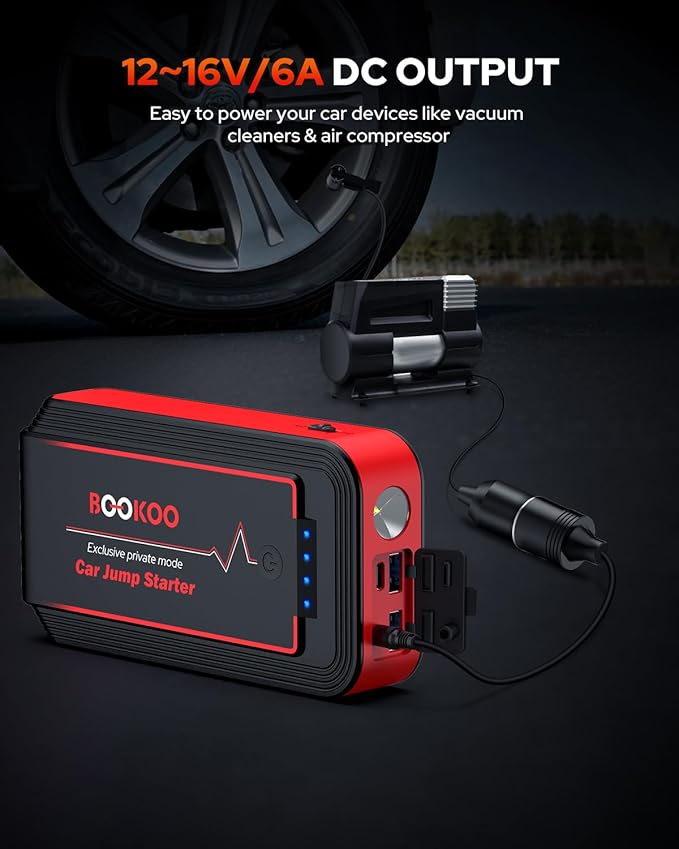 BOOKOO Portable Car Jump Starter, 4500A Jump Start Battery Pack up to 10.0L Gas/ 8.0L Diesel Engines, 12V Car Battery