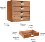 Wooden Storage Box with 4 Drawers Vintage Office Supplies and Accessories Letter Tray Wood Desktop School Supply Organizer Li