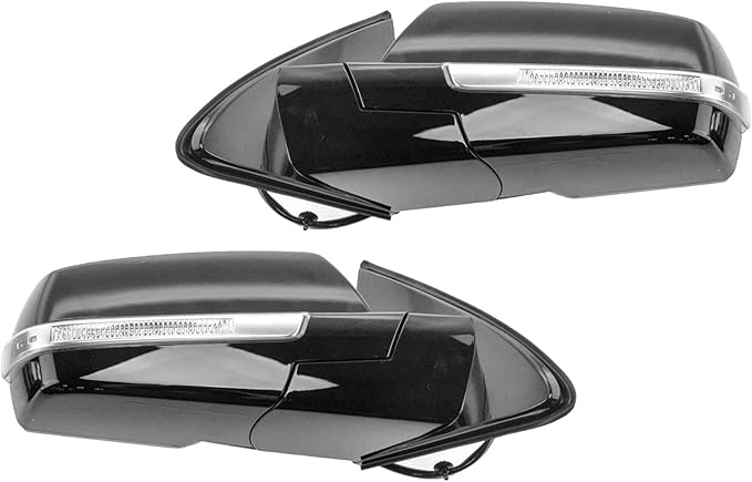 TRQ 2 Piece Driver and Passenger Side Mirror Assembly Set Electric Adjustment Heated Black Upgrade Compatible with 2015-2020 