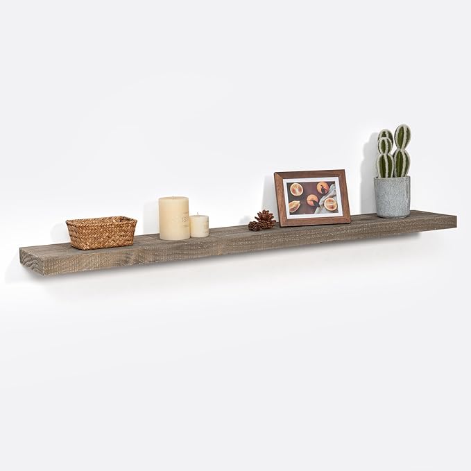 Solid Reclaimed Wood Floating Shelf 48inches Width and 8 inches Depth, Rustic Reclaimed Barnwood Wall Hanging Shelves with In