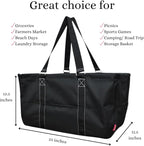 NGIL Extra Large Utility Tote Reusable Grocery Bag Oversized Collapsible for Groceries, Storage, Picnic, Beach (Solid Black-black)
