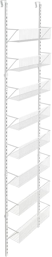 ClosetMaid 97535 Wall or Door Adjustable (8) Basket Organizer, 6.614-Inch D x 77.165-Inch H x 17.992-Inch W, White