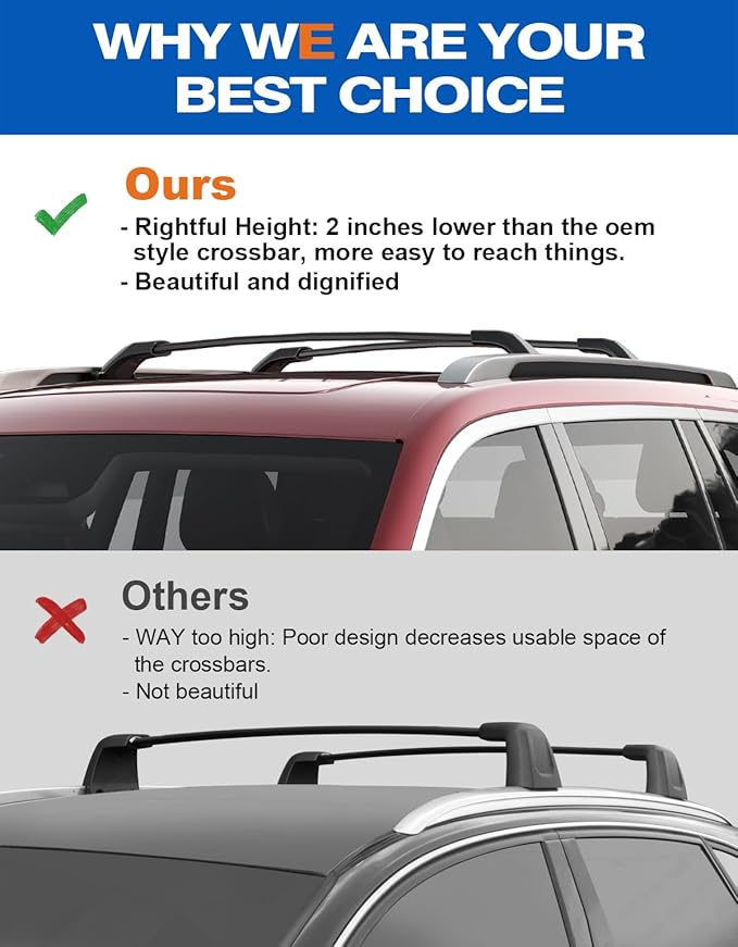 300lb Roof Rack Cross Bars Compatible with Jeep Grand Cherokee L 2021-2026 and 2022-2026 Grand Cherokee WL, Heavy Duty Aluminum Crossbar Racks Roof Rail Rooftop Luggage Canoe
