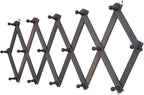 SCUNDA Rustic Wall Mounted Hat Rack with Space Saving Accordion Design, Expandable Hat Holder with 16 Wood Hooks, Modern Farm